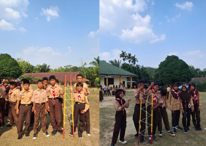 Membuat Tandu Darurat Menjadi Salah Satu Materi Dalam Kegiatan Ektrakurikuler Pramuka MTsN 6 Muaro Jambi Membuat Tandu Darurat Menjadi Salah Satu Materi Dalam Kegiatan Ektrakurikuler Pramuka MTsN 6 Muaro Jambi